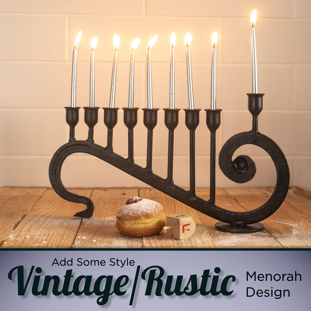 9 Candle Handmade Iron Chanukah Menorah by Stur-De