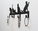 4 Hooks Wall Mounted Holder with Cat Décor - Marie Décor