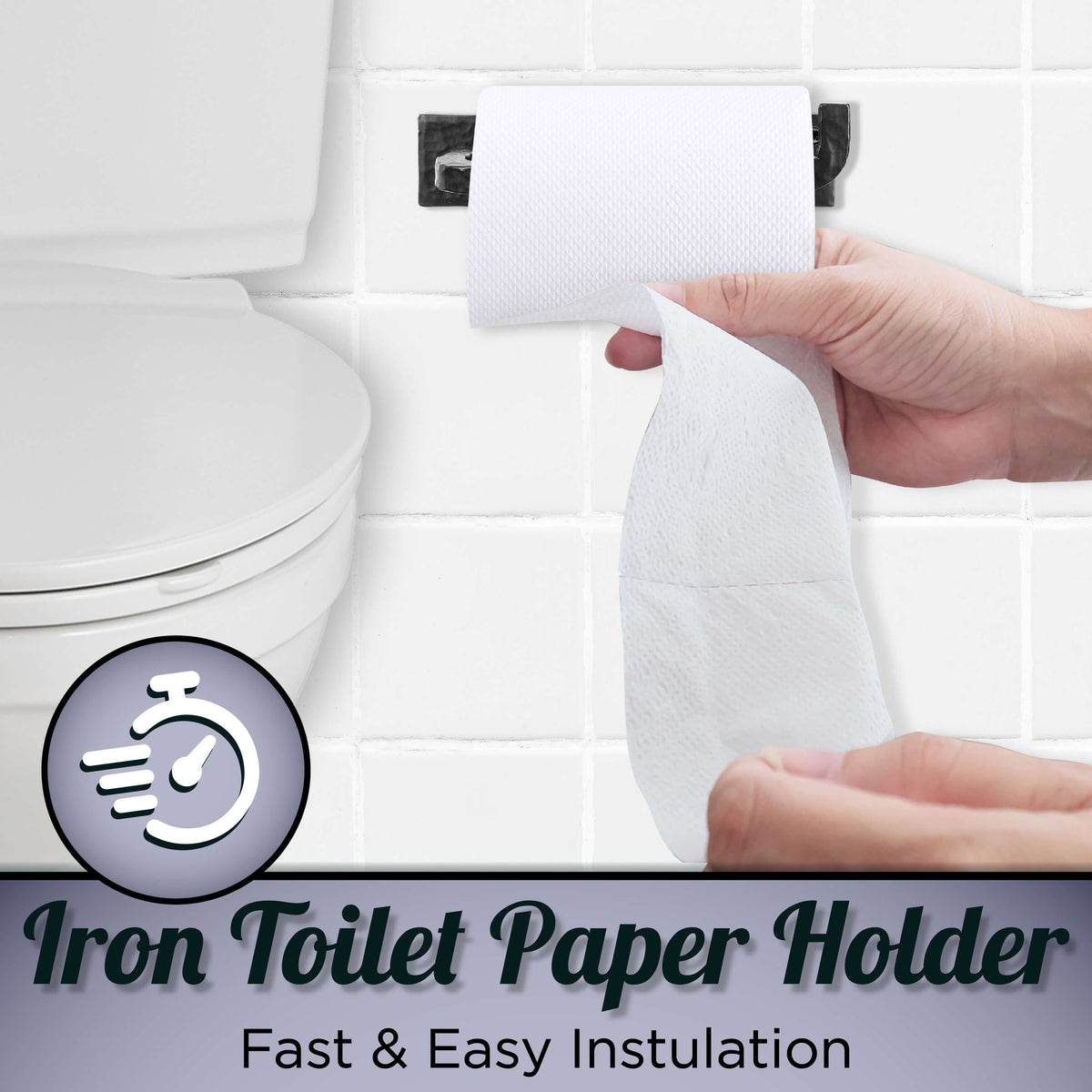 Wall Mounted Iron Toilet Paper Holder by Stur-De - Black