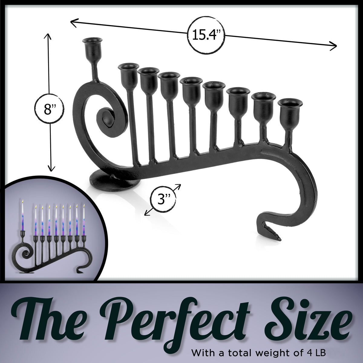 9 Candle Handmade Iron Chanukah Menorah by Stur-De