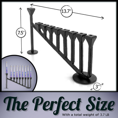 9 Candle Handmade Iron Chanukah Menorah 2 Bases Design by Stur-De