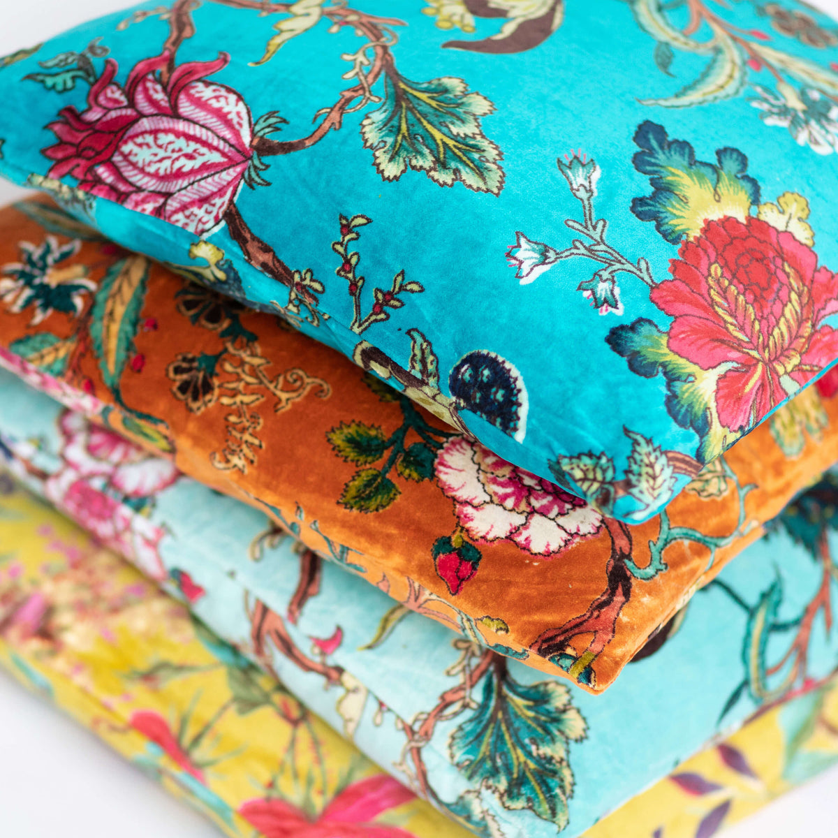 Colorful Soft Cotton Velvet Throw Pillow with Filling - Marie Décor
