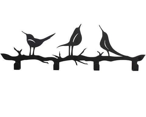 4 Hooks Wall Mounted Holder with Bird Décor - Marie Décor