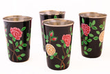 Hand Painted Stainless Steel Cold Drinking Cups - set of 4 - Marie Décor