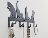 4 Hooks Wall Mounted Holder with Cat Décor - Marie Décor