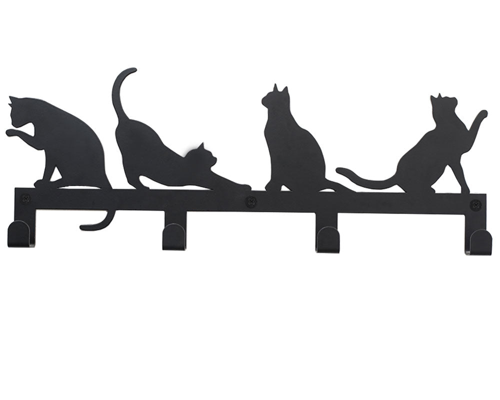 4 Hooks Wall Mounted Holder with Cat Décor - Marie Décor