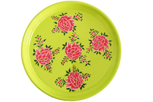 Hand Painted Decorative Vintage Stainless Steel Tray - Marie Décor