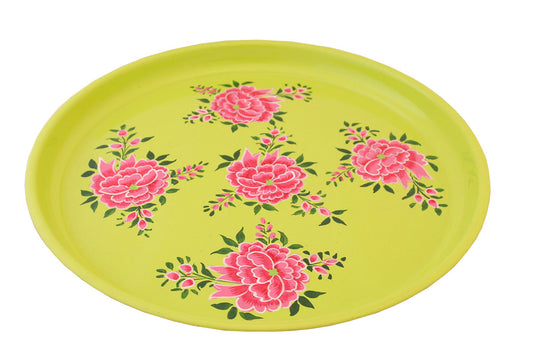 Hand Painted Decorative Vintage Stainless Steel Tray - Marie Décor