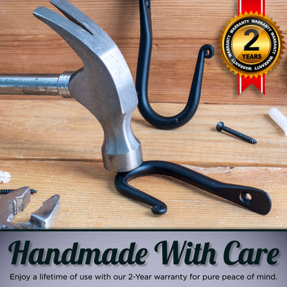 Handmade Wrought Iron Simple Wall Hooks - Set of 3 - Marie Décor