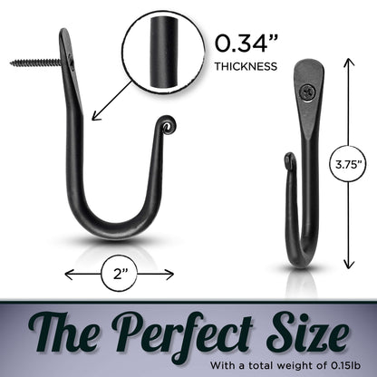 Handmade Wrought Iron Simple Wall Hooks - Set of 3 - Marie Décor