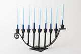 9 Candle Handmade Iron Chanukah Menorah Flat Base by Stur-De - Marie Décor