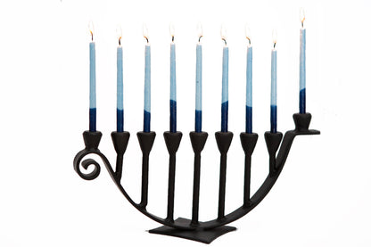 9 Candle Handmade Iron Chanukah Menorah Flat Base by Stur-De - Marie Décor