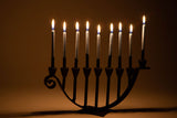 9 Candle Handmade Iron Chanukah Menorah Flat Base by Stur-De - Marie Décor