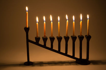 9 Candle Handmade Iron Chanukah Menorah 2 Bases Design by Stur-De - Marie Décor