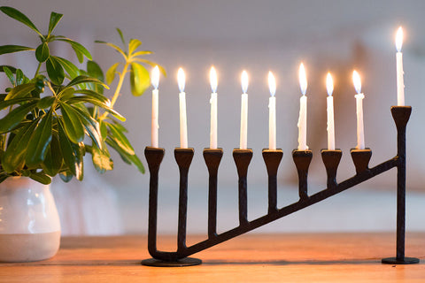 9 Candle Handmade Iron Chanukah Menorah 2 Bases Design by Stur-De - Marie Décor