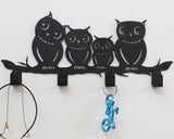 4 Hooks Wall Mounted Holder with Owl Décor - Marie Décor