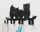 4 Hooks Wall Mounted Holder with Owl Décor - Marie Décor