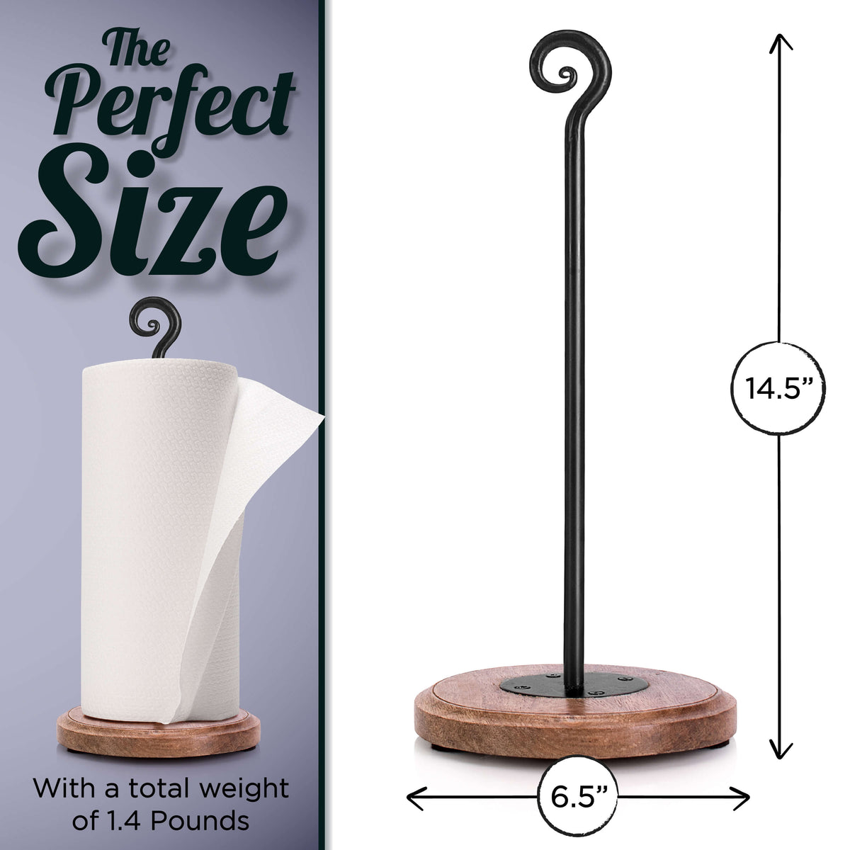 Wood And Iron Countertop Paper Towels Holder by Stur-De - Marie Décor