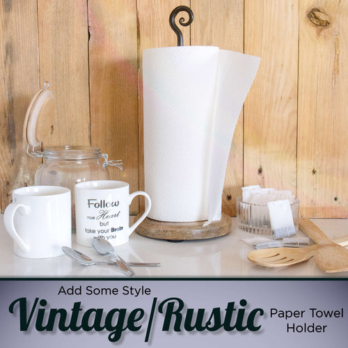 Bronze and Black Ceramic Paper Towel Holder, Large & Standard Rustic Paper  Towel Stand 