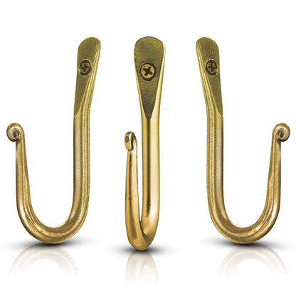 Handmade Wrought Iron Simple Wall Hooks - Set of 3